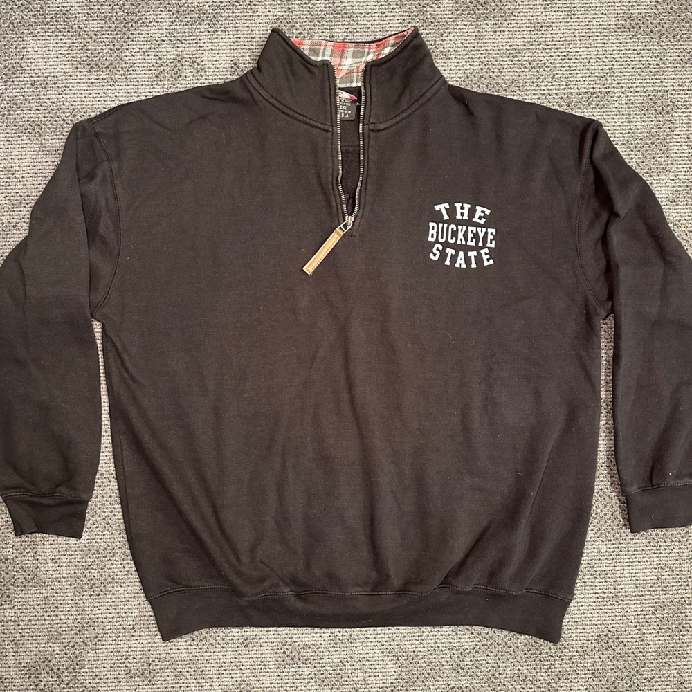 Isaacs Designs Sports Mens 2XL Black Buckeye State Quarter Zip Sweatshirt 4032